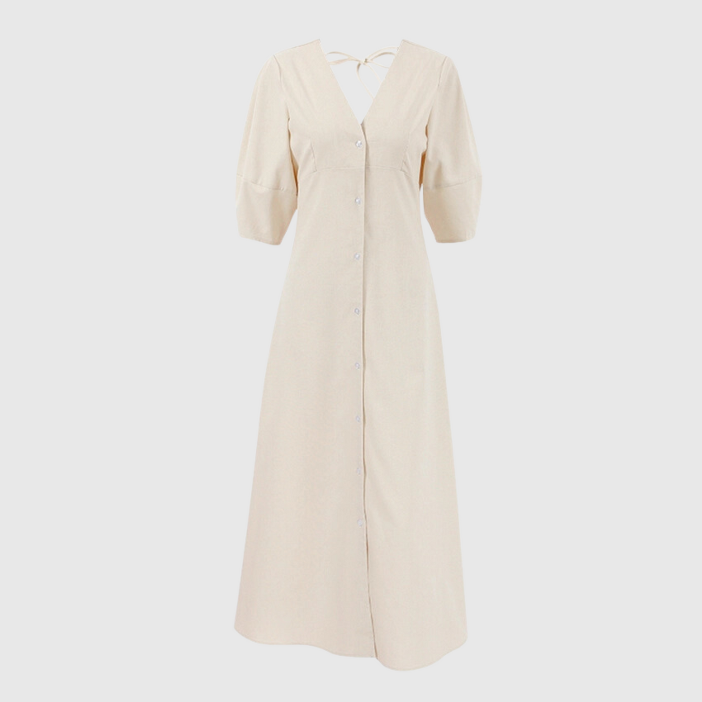 French Puff Sleeve Backless Dress