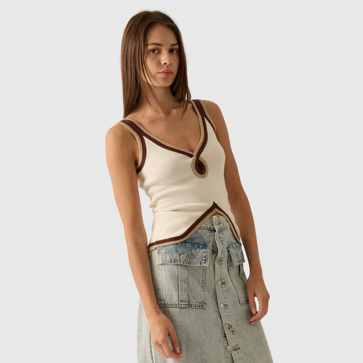 Colorblock Inverted V Top