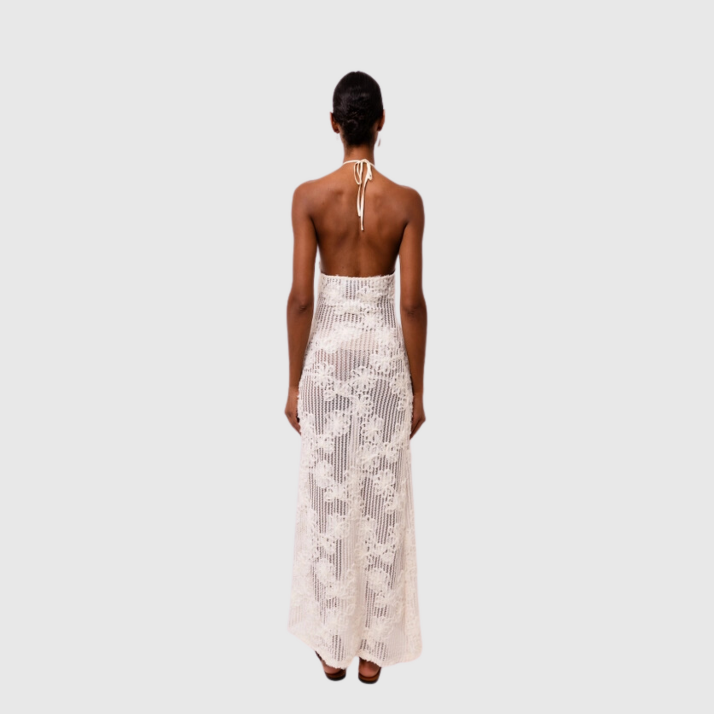 Floral See-Through Halter Neck Dress