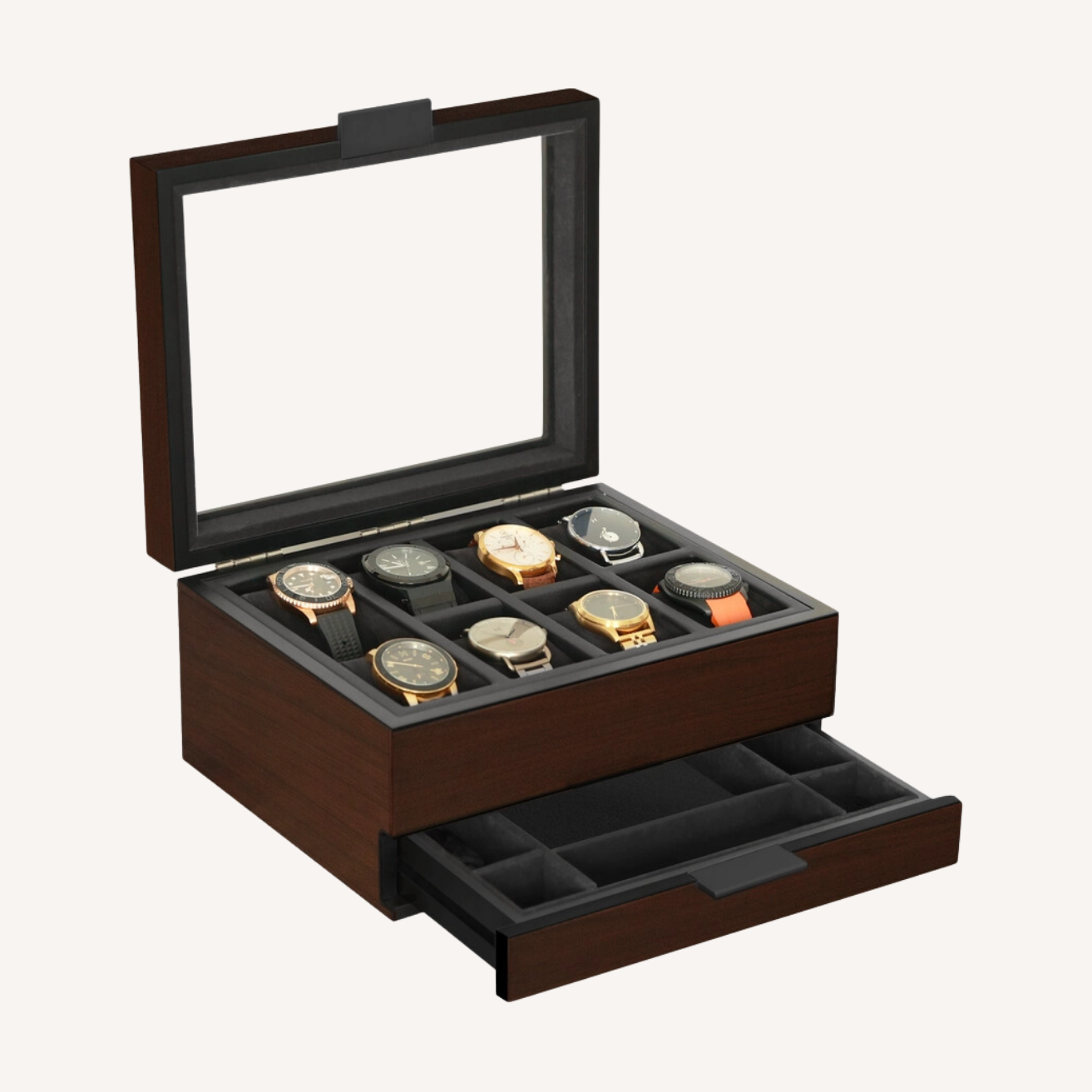 Mill Watch Box Cherry Walnut Finish - 8 Slot