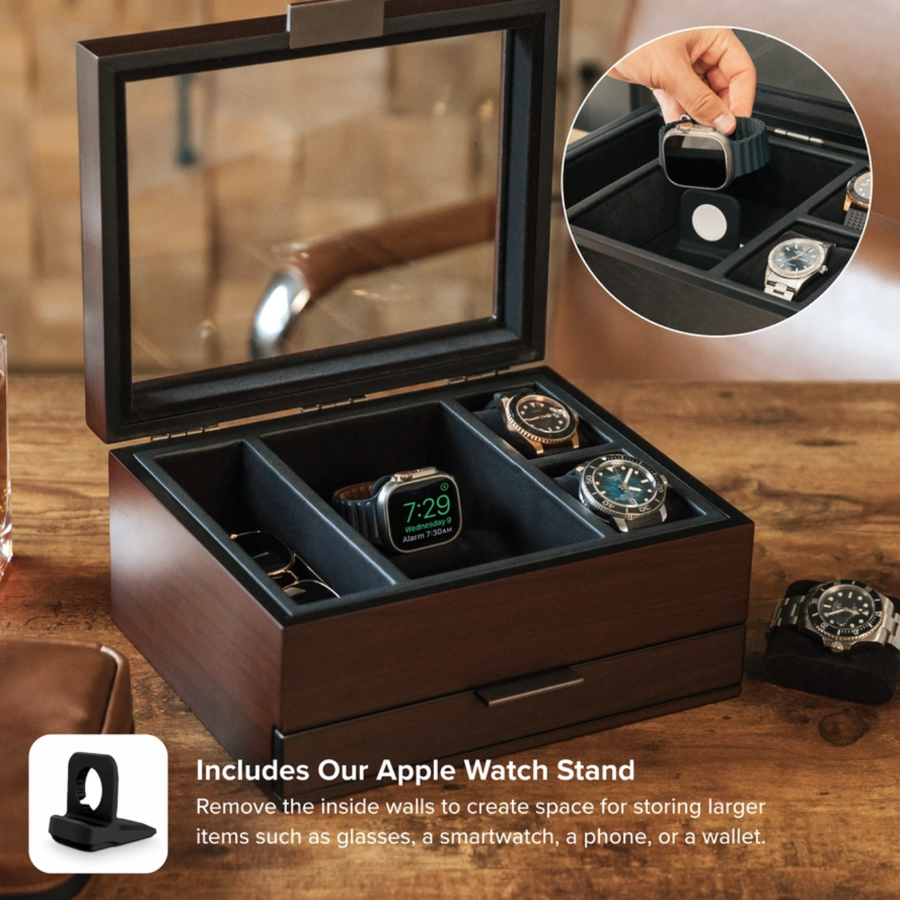 Mill Watch Box Cherry Walnut Finish - 8 Slot