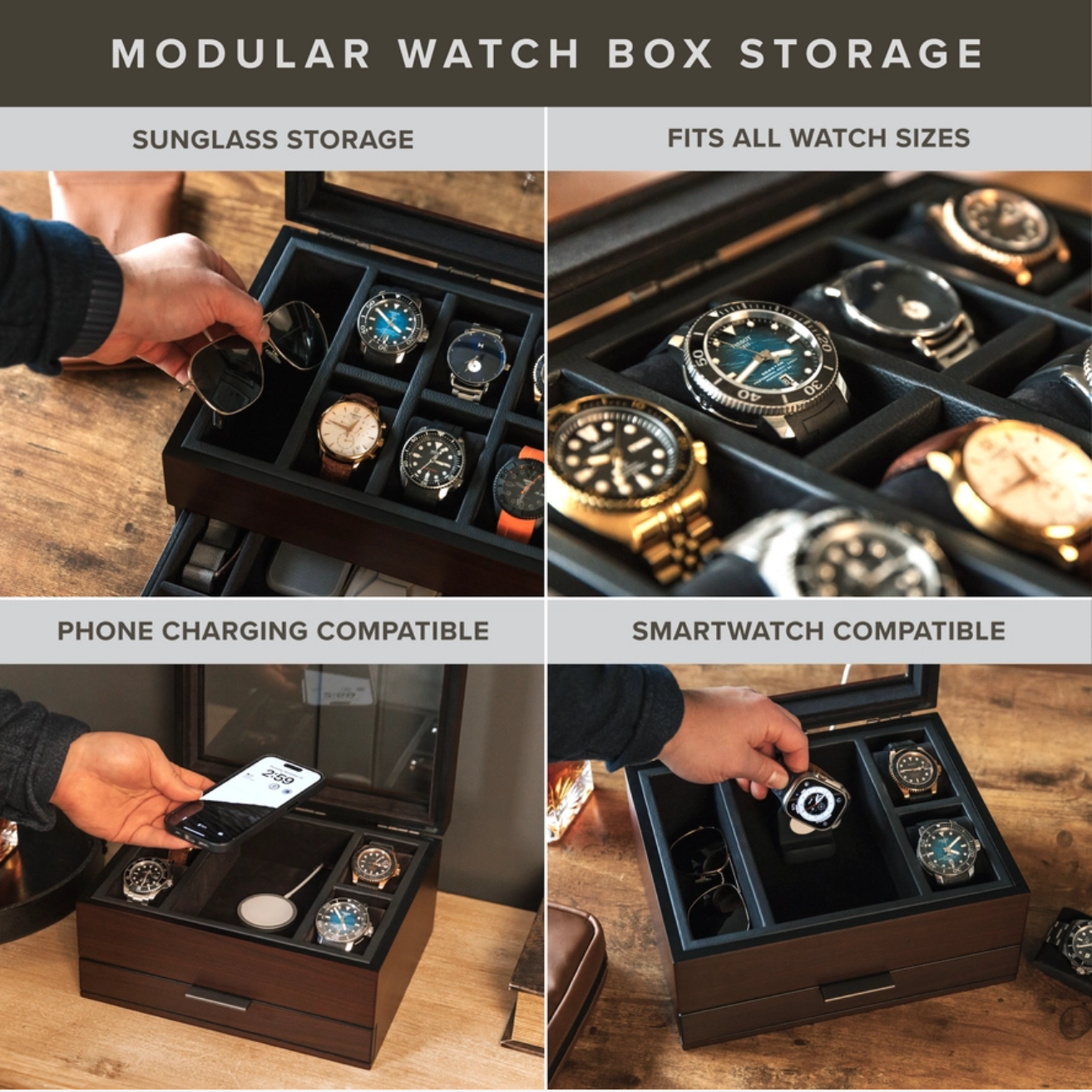Mill Watch Box Cherry Walnut Finish - 8 Slot