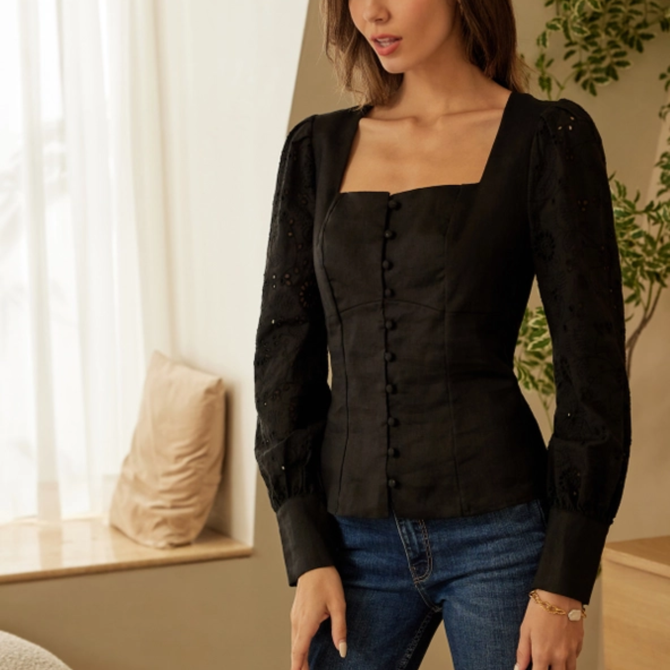 Linen Button-Up Top