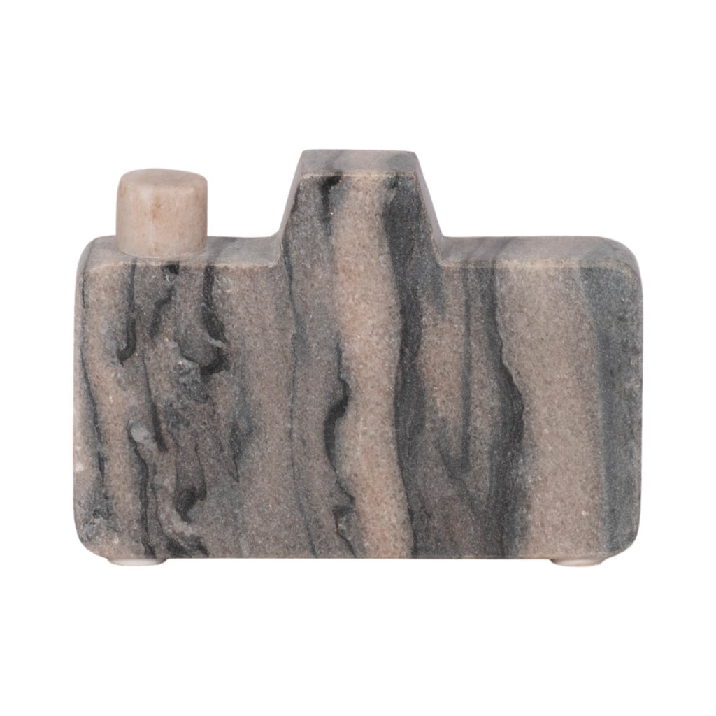 Decorative Figurine - Multicolor Marble Camera Shape, 5 in.
