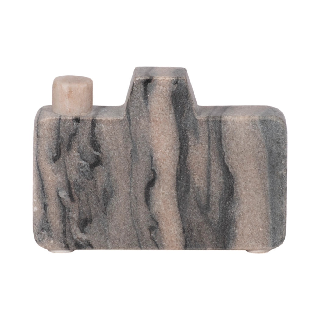 Decorative Figurine - Multicolor Marble Camera Shape, 5 in.