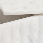 Decorative Box - White Marble Rectangular Ridged, 7 in.