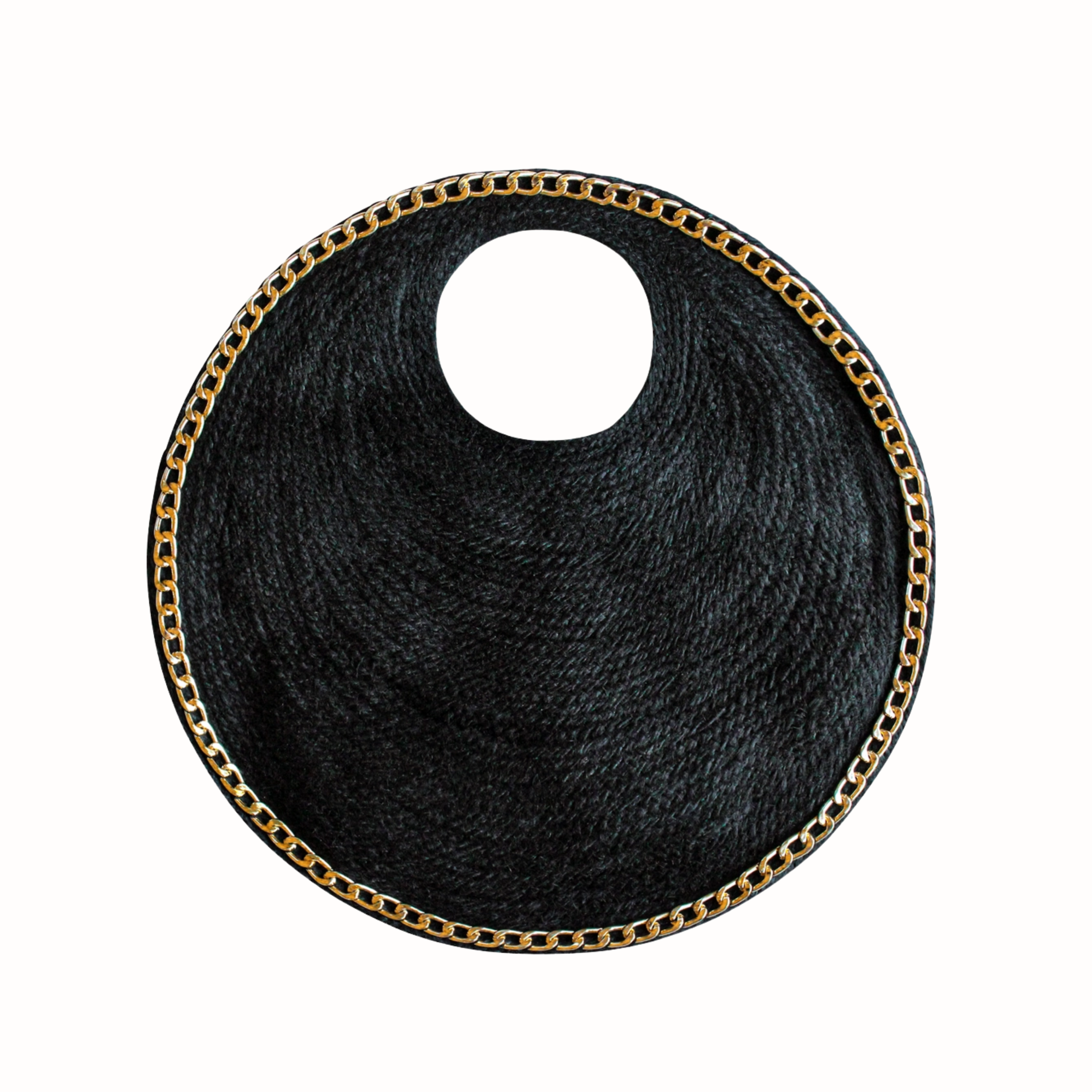 Solo Fig Mini Jute Bag with Gold Chain