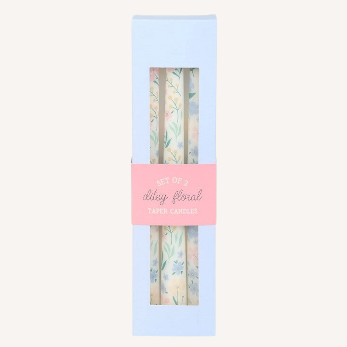 Set of 3 Ditsy Floral Taper Candles
