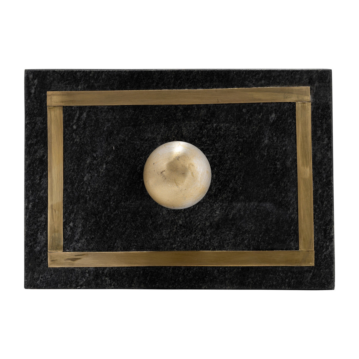 Marble Decorative Box with Removable Lid - Black, 7 in.