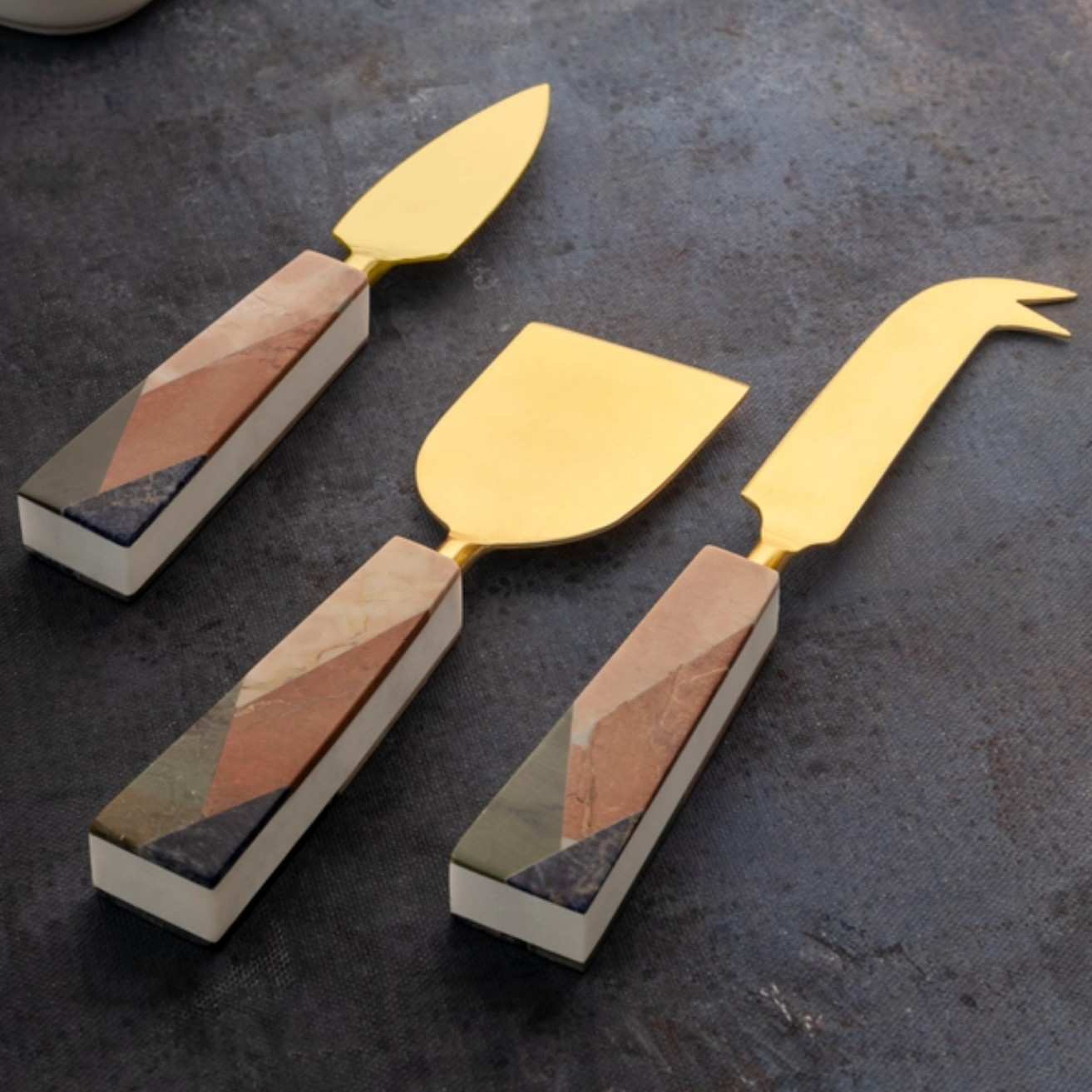 Galicia Marble Cheese Knives, Set of 3