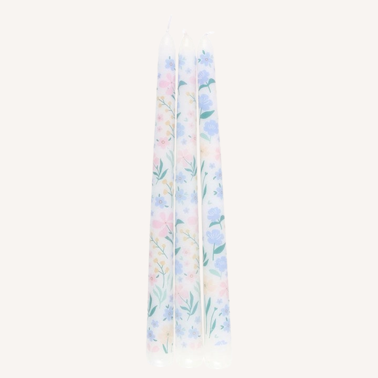 Set of 3 Ditsy Floral Taper Candles