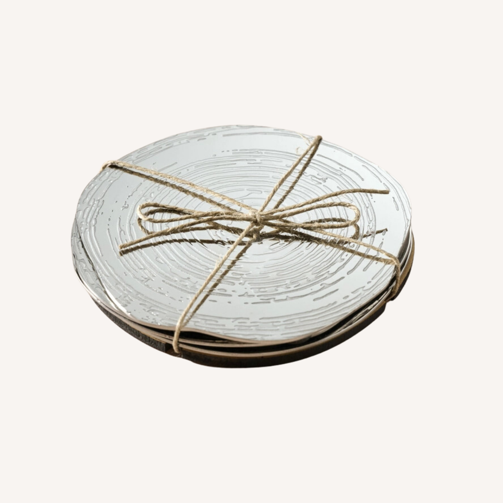 Tree Rings Steel Coasters - Set of 5