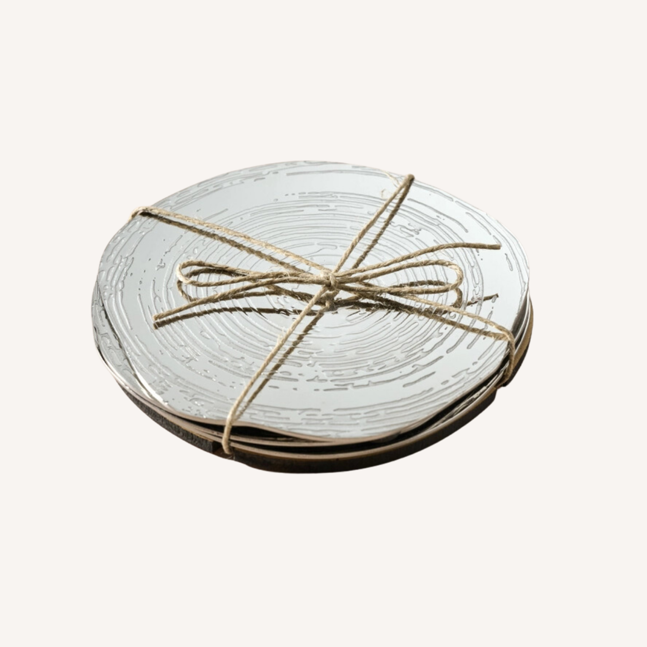 Tree Rings Steel Coasters - Set of 4