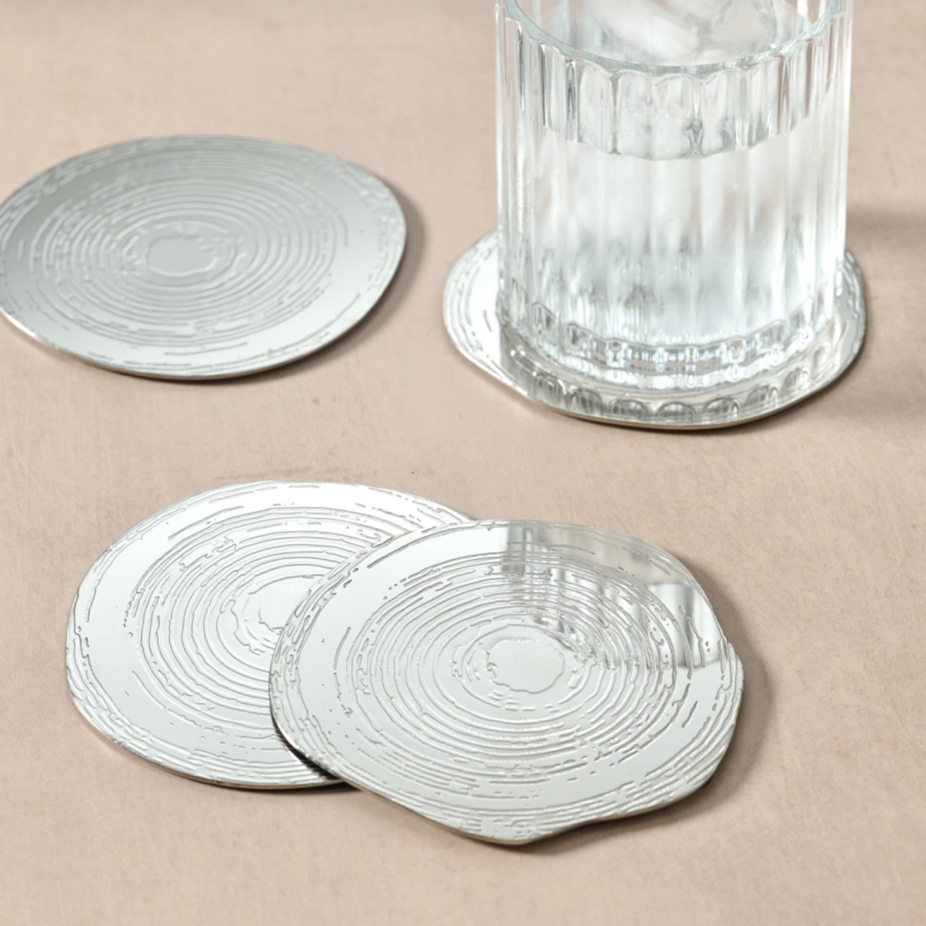 Tree Rings Steel Coasters - Set of 5