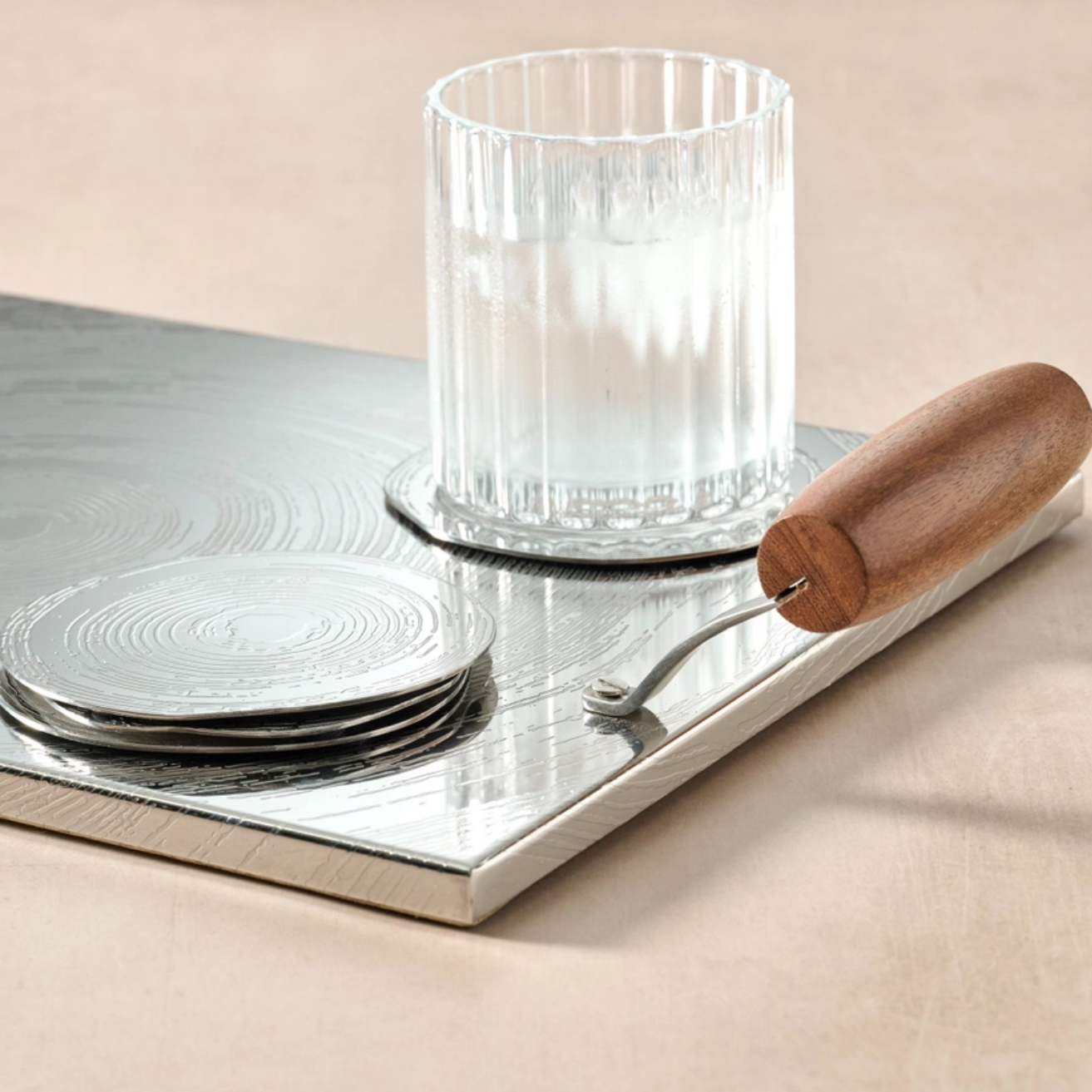 Tree Rings Steel Coasters - Set of 5