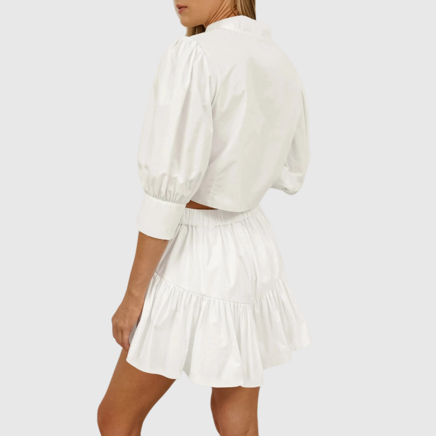 Slight Sheer Top High-Waisted Skirt Set