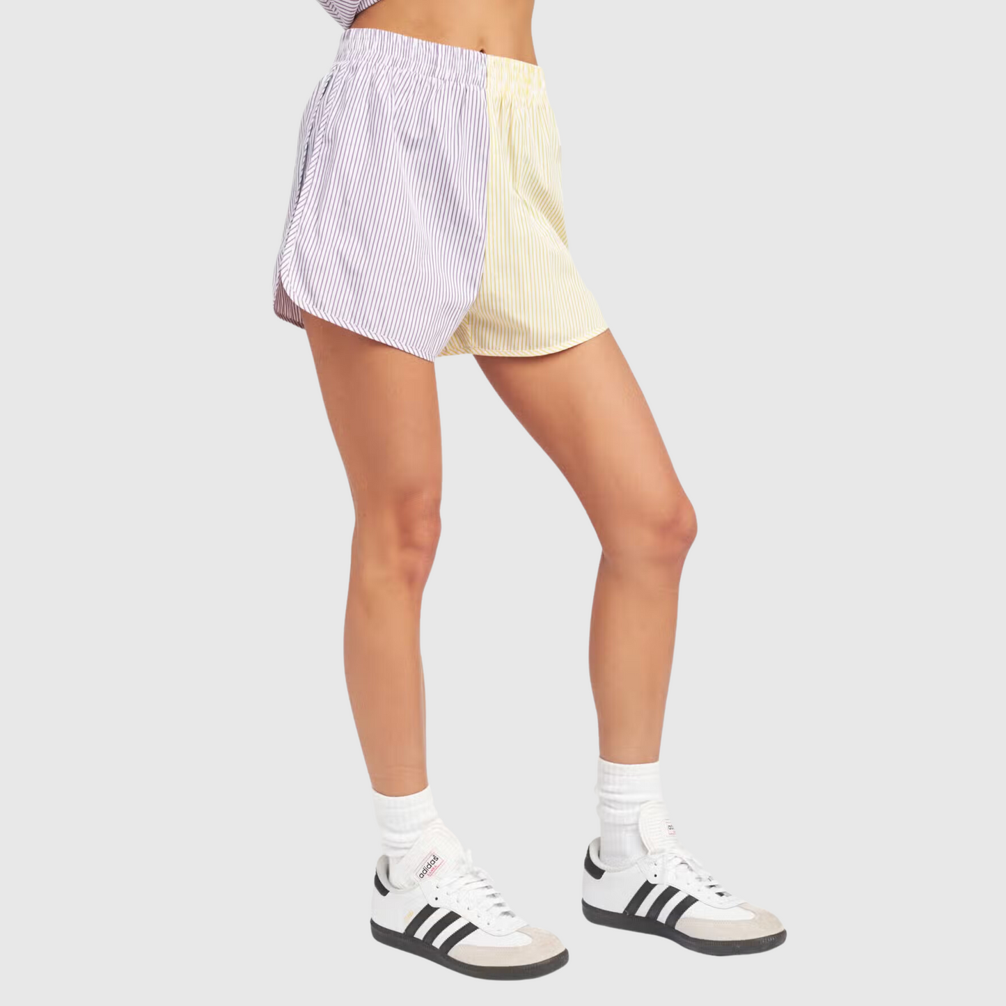 Color Block Short with Elastic Waistband