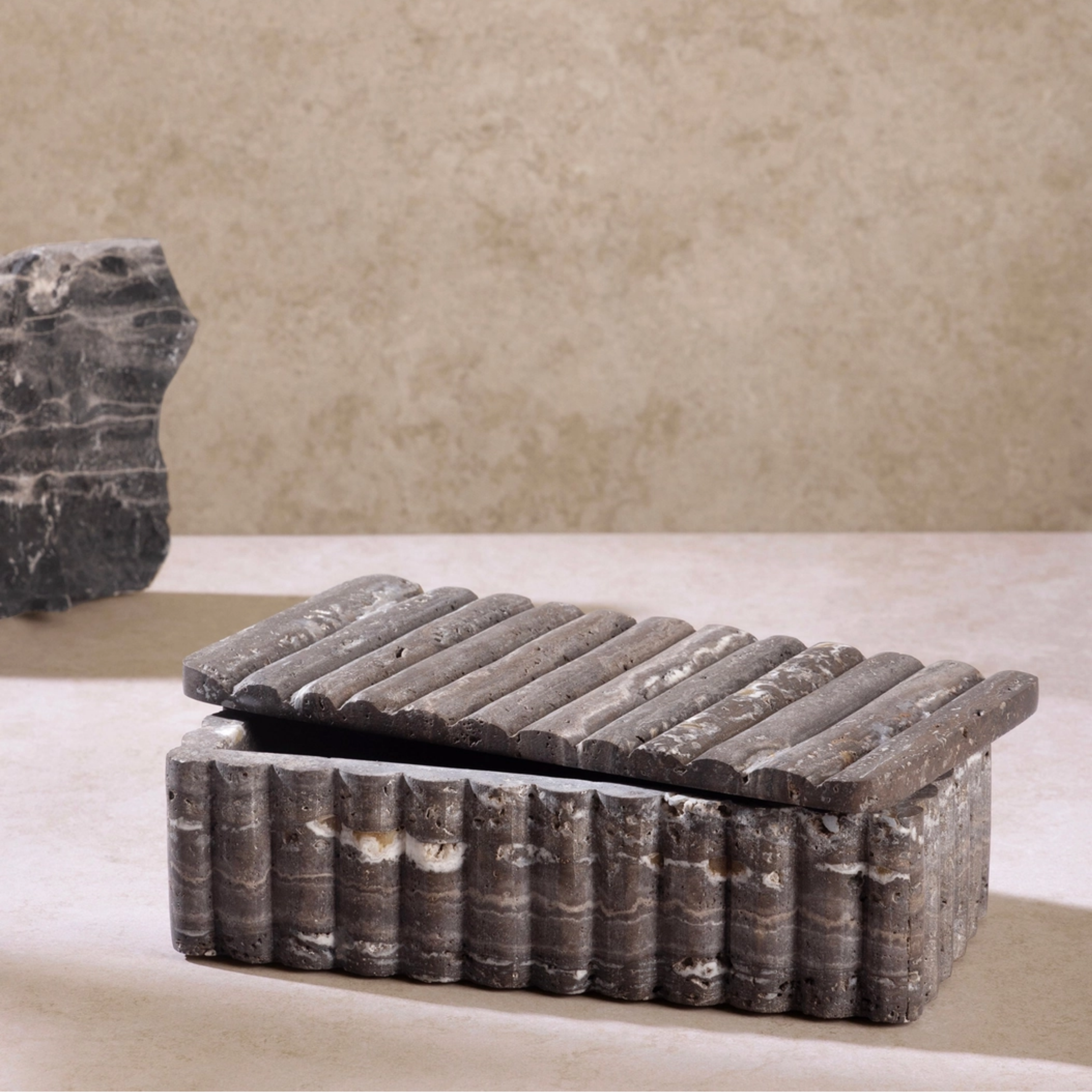 Cuba Decorative Box - Travertine & Onyx