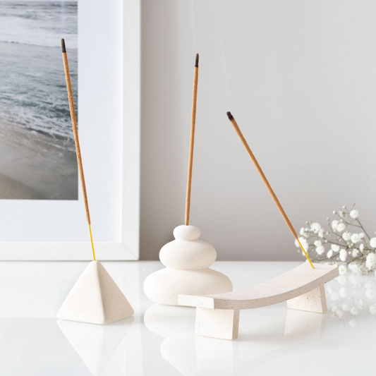 Cream Speckle Balancing Stone Incense Stick Holder