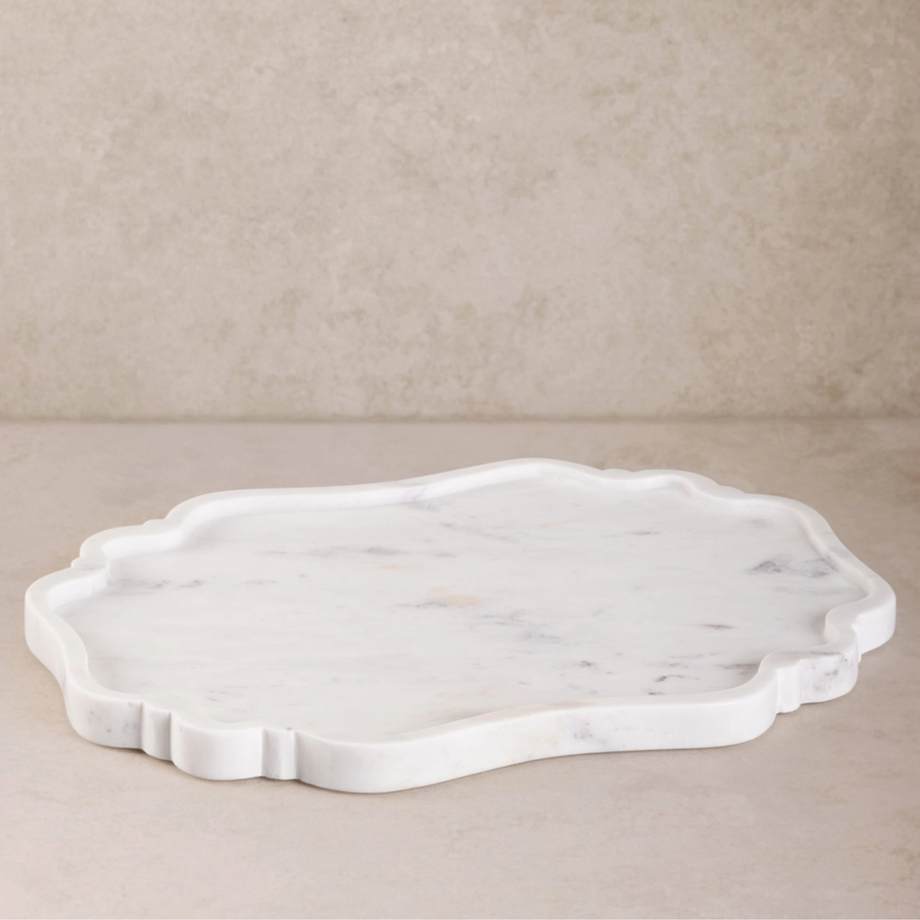 Cascade White Marble Decorative Tray