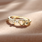 Double Heart and Cross Ring
