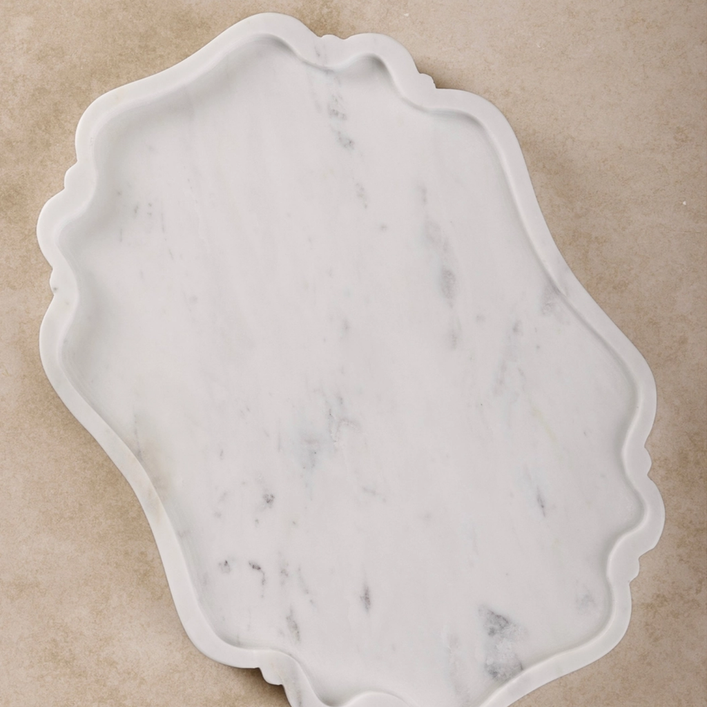 Cascade White Marble Decorative Tray