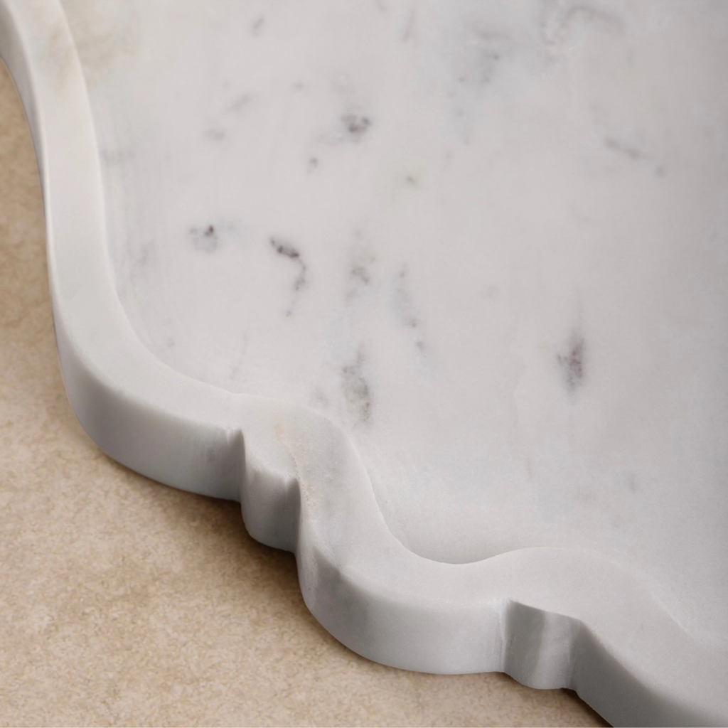 Cascade White Marble Decorative Tray