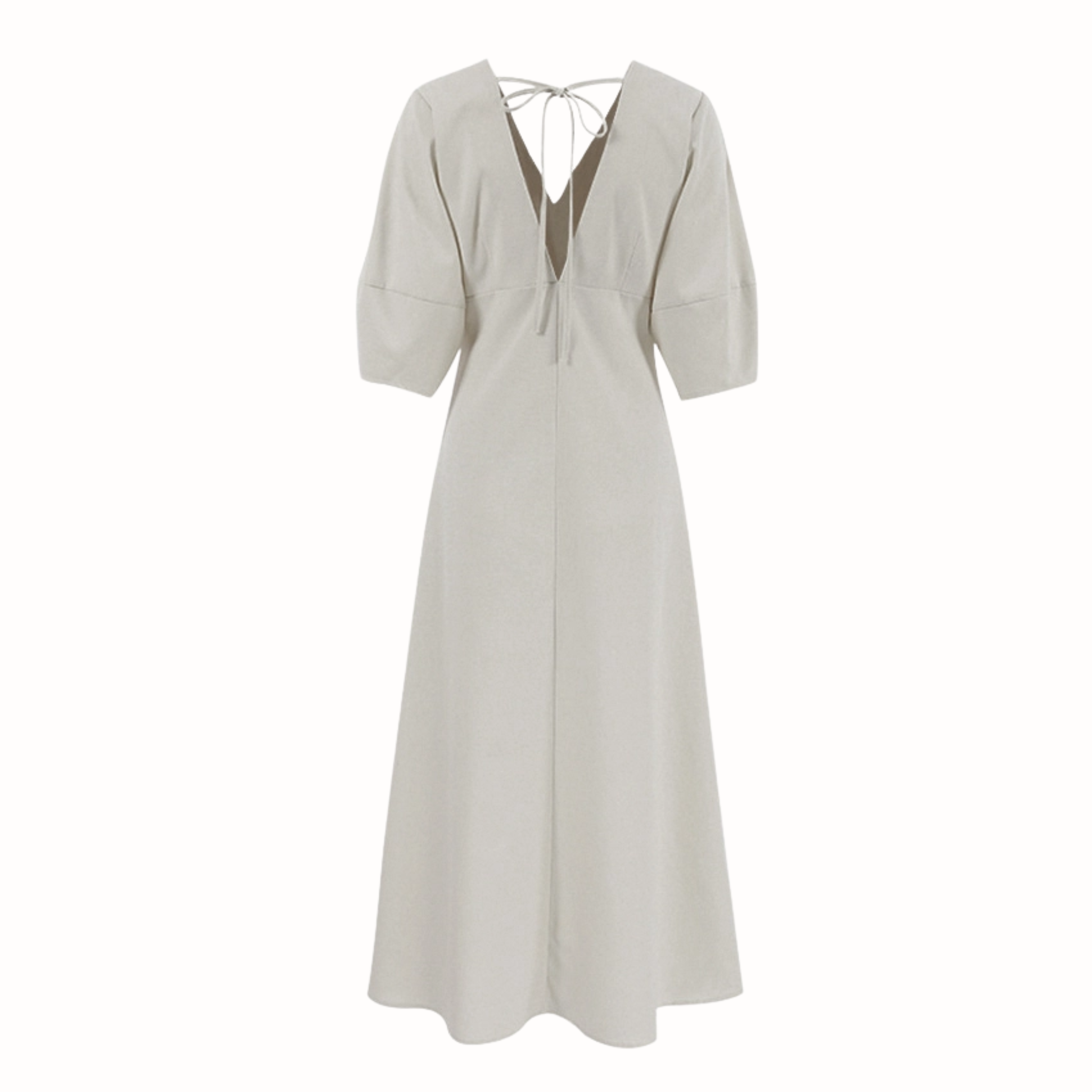 French Puff Sleeve Backless Shirt Dress