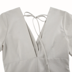 French Puff Sleeve Backless Shirt Dress
