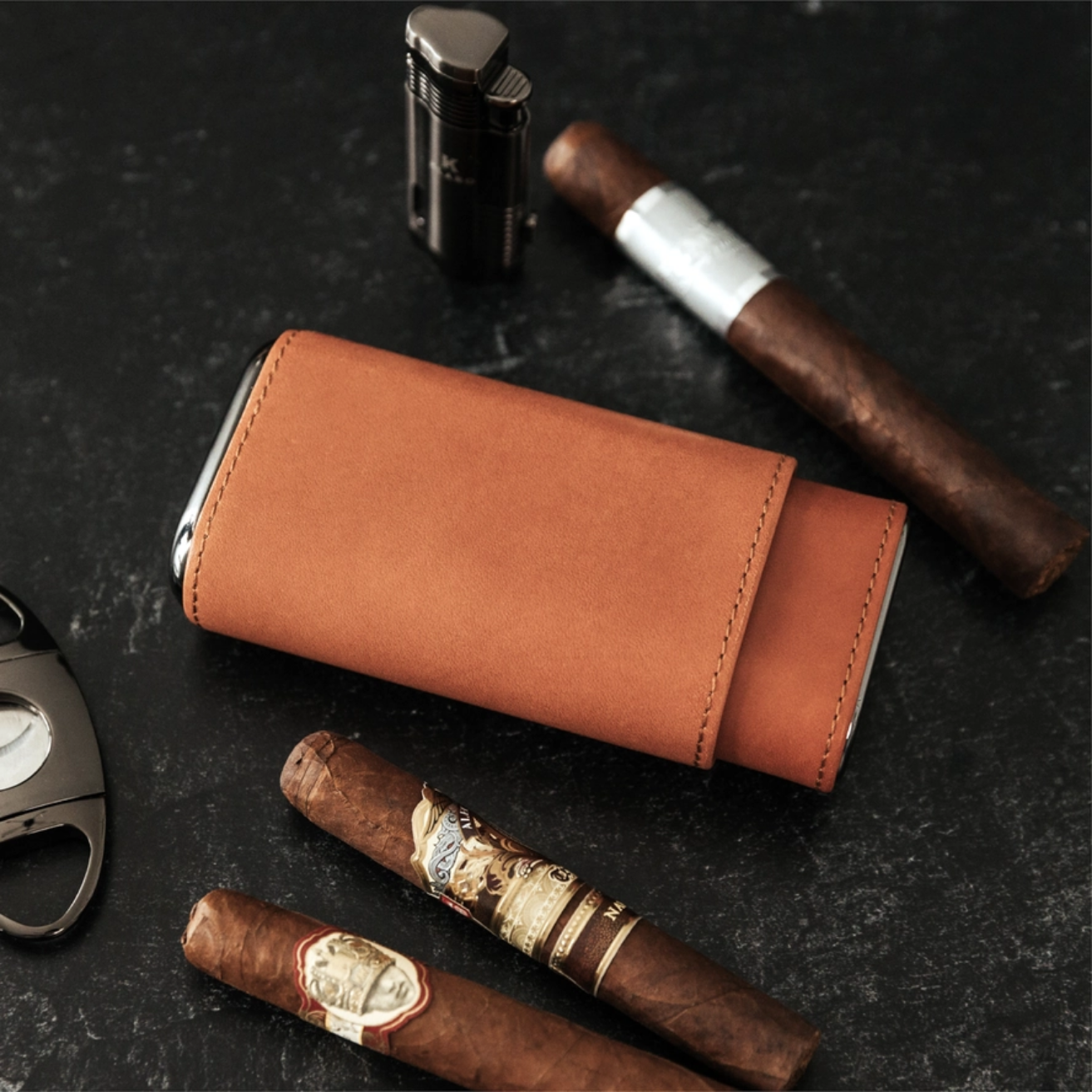 Premium 3-Cigar Travel Case