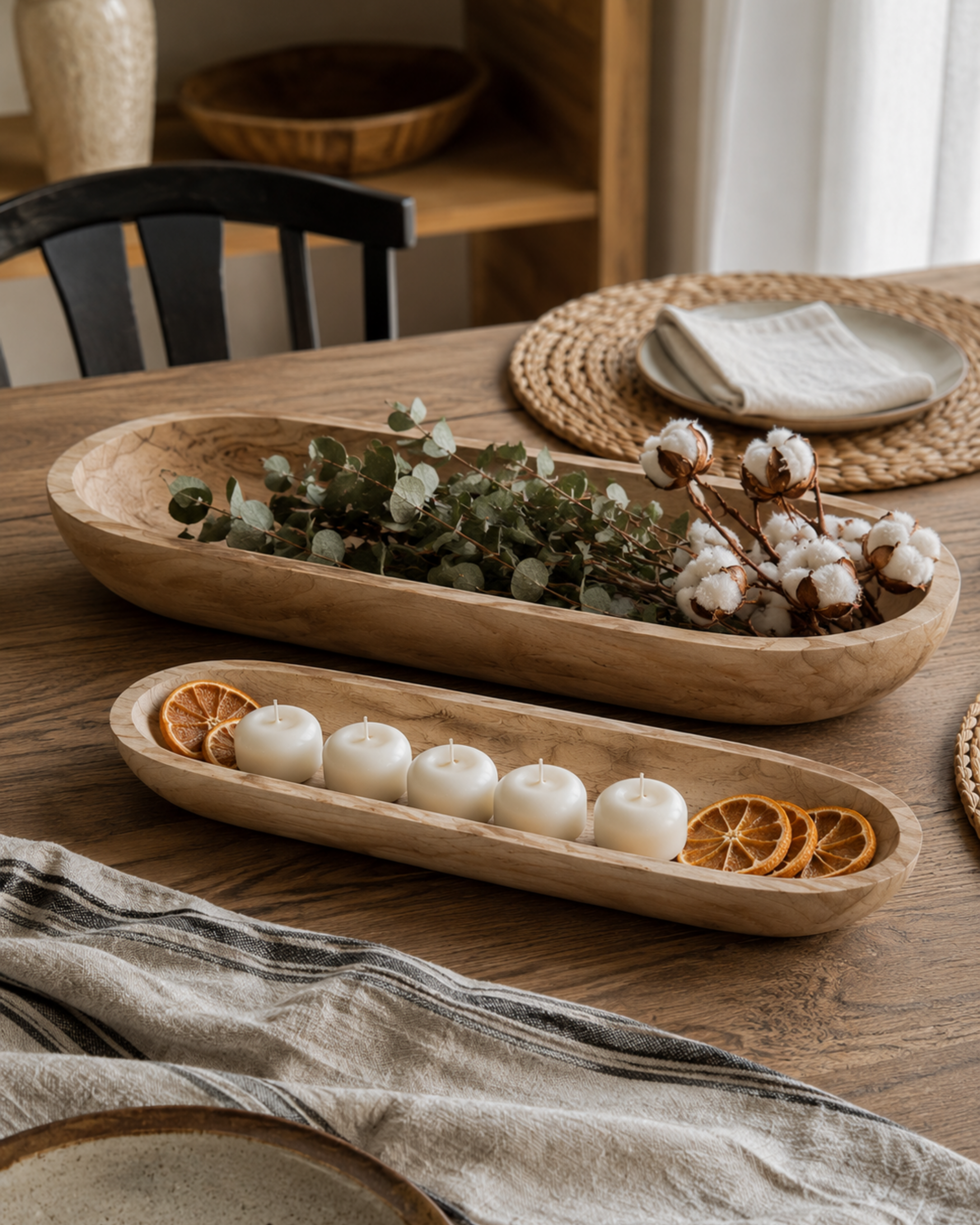 Natural Wood Decorative Plates (Set of 2) Brown 18/24 in.