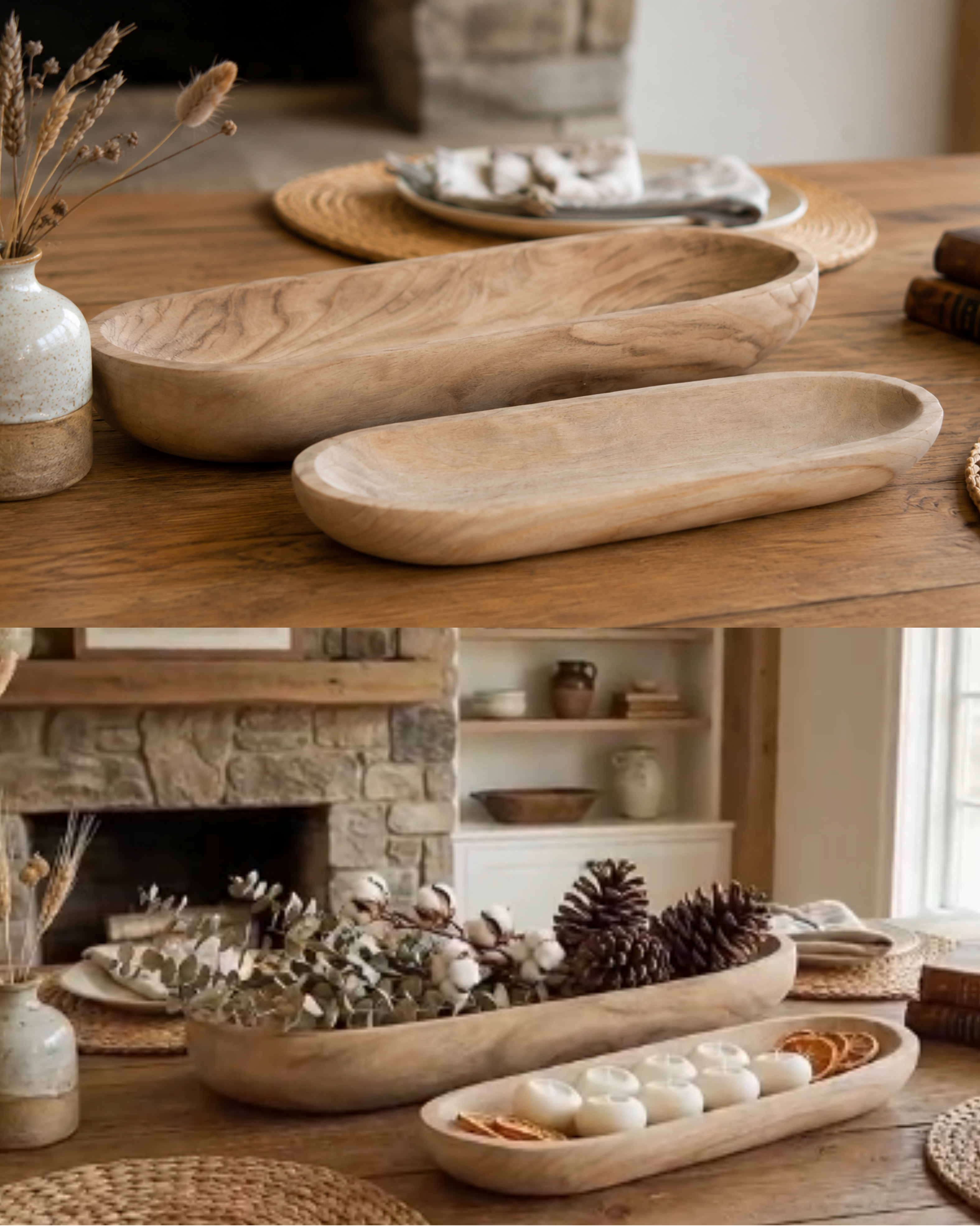 Natural Wood Decorative Plates (Set of 2) Brown 18/24 in.