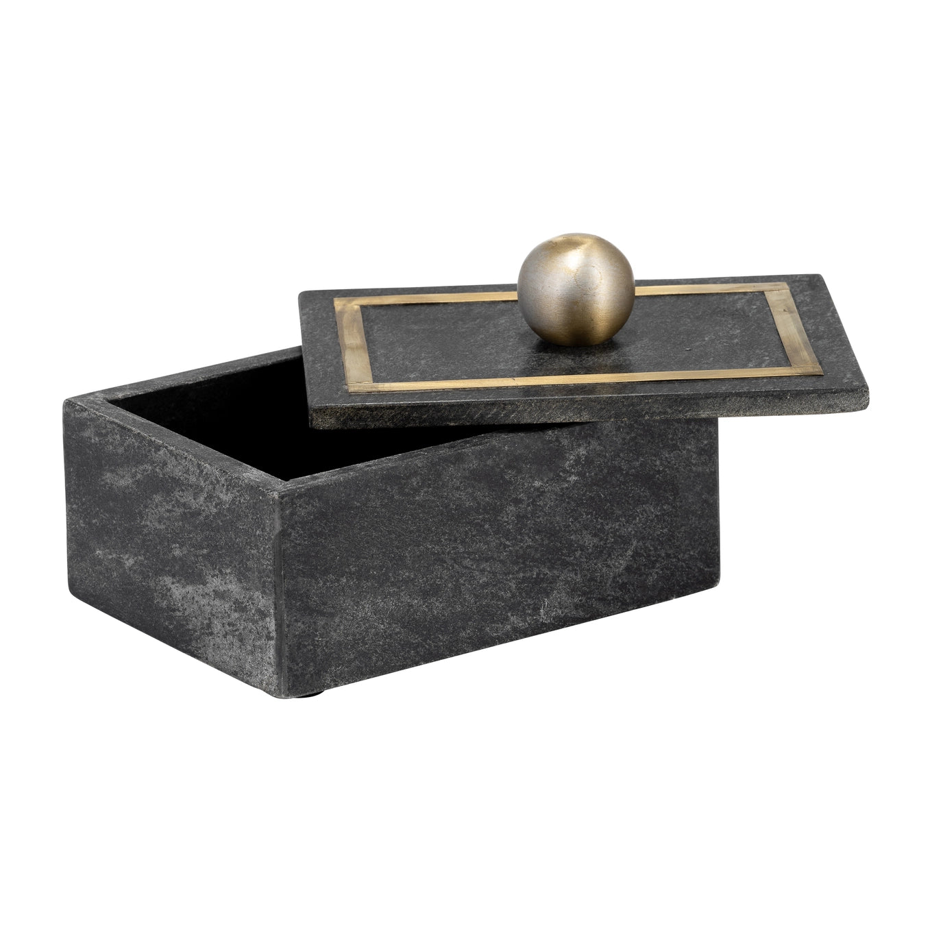 Marble Decorative Box with Removable Lid - Black, 7 in.