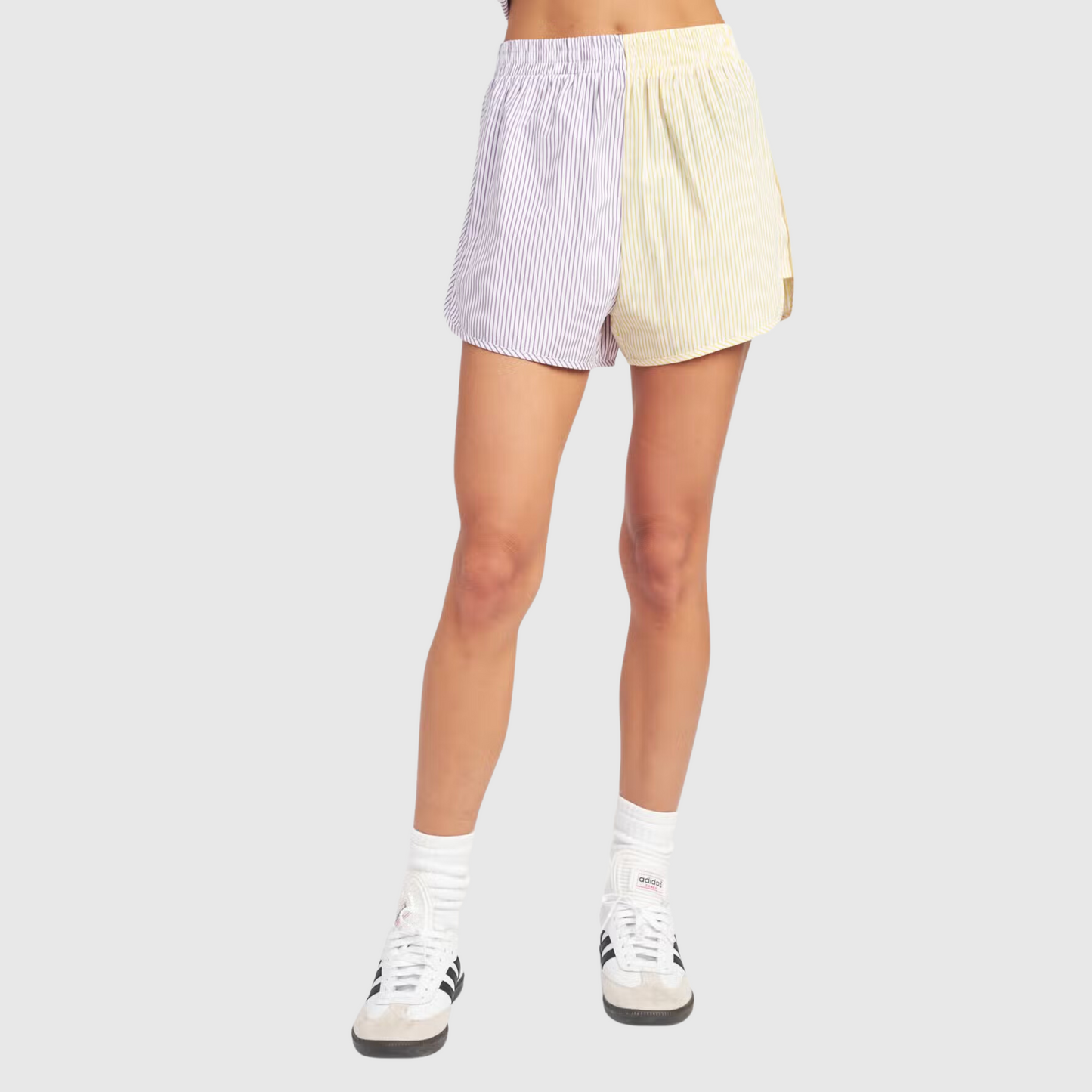 Color Block Short with Elastic Waistband