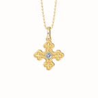 Byzantine Fleur De Lis Cross Pendant Necklace