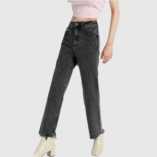 Heart Diamond Straight-Leg Jean