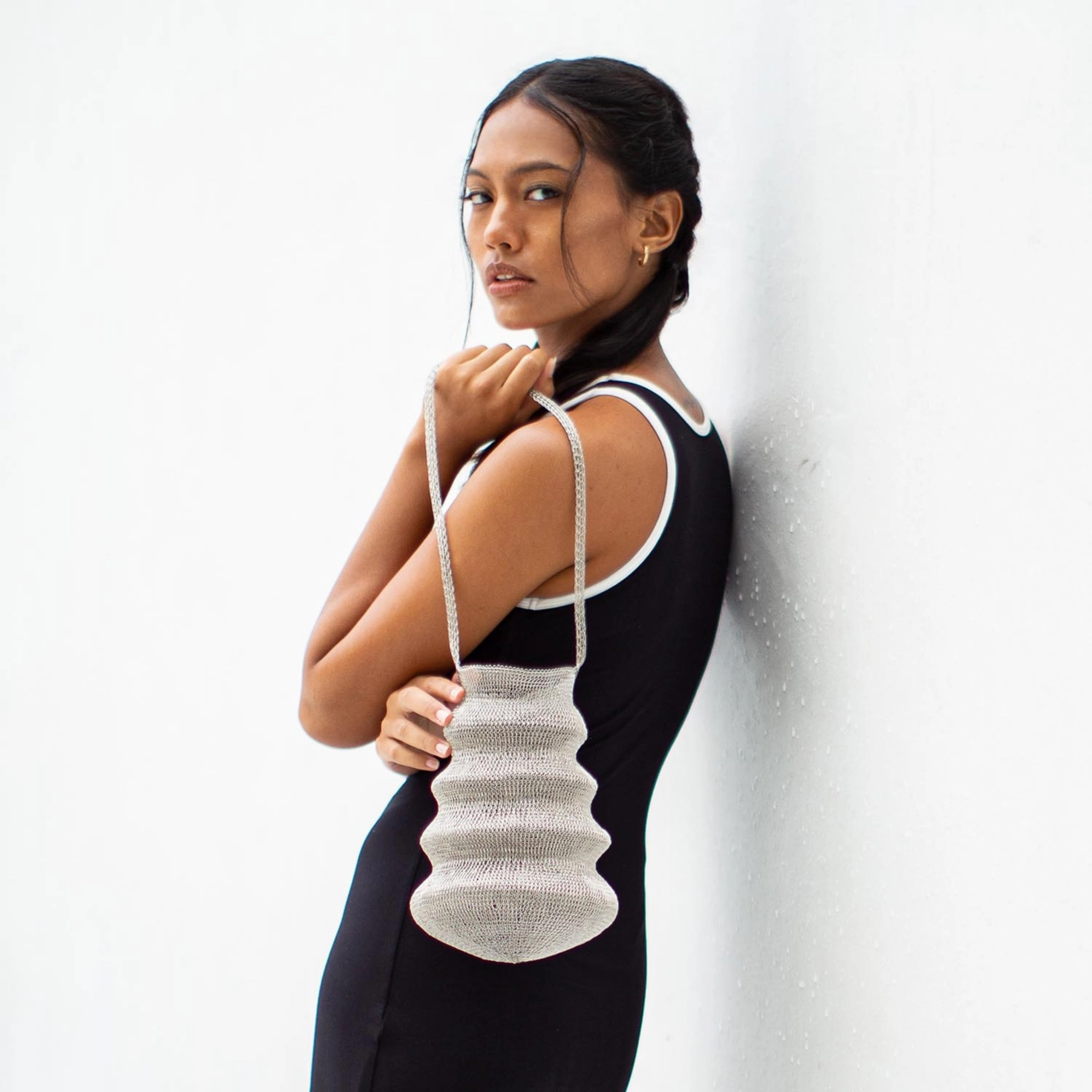 Shell Handwoven Wire Bag in Silver