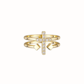 Double Zircon Cross Ring