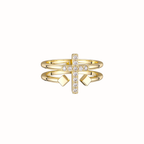 Double Zircon Cross Ring
