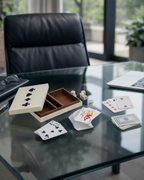 Table Game - White/Black Wood Casual Cards & Dice Box