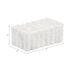 Decorative Box - White Marble Rectangular Ridged, 7 in.