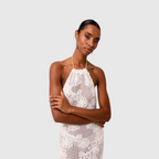 Floral See-Through Halter Neck Dress