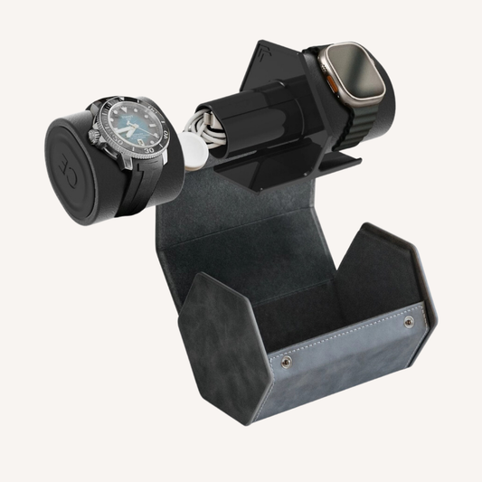 2-Slot Travel Watch Roll - Gray