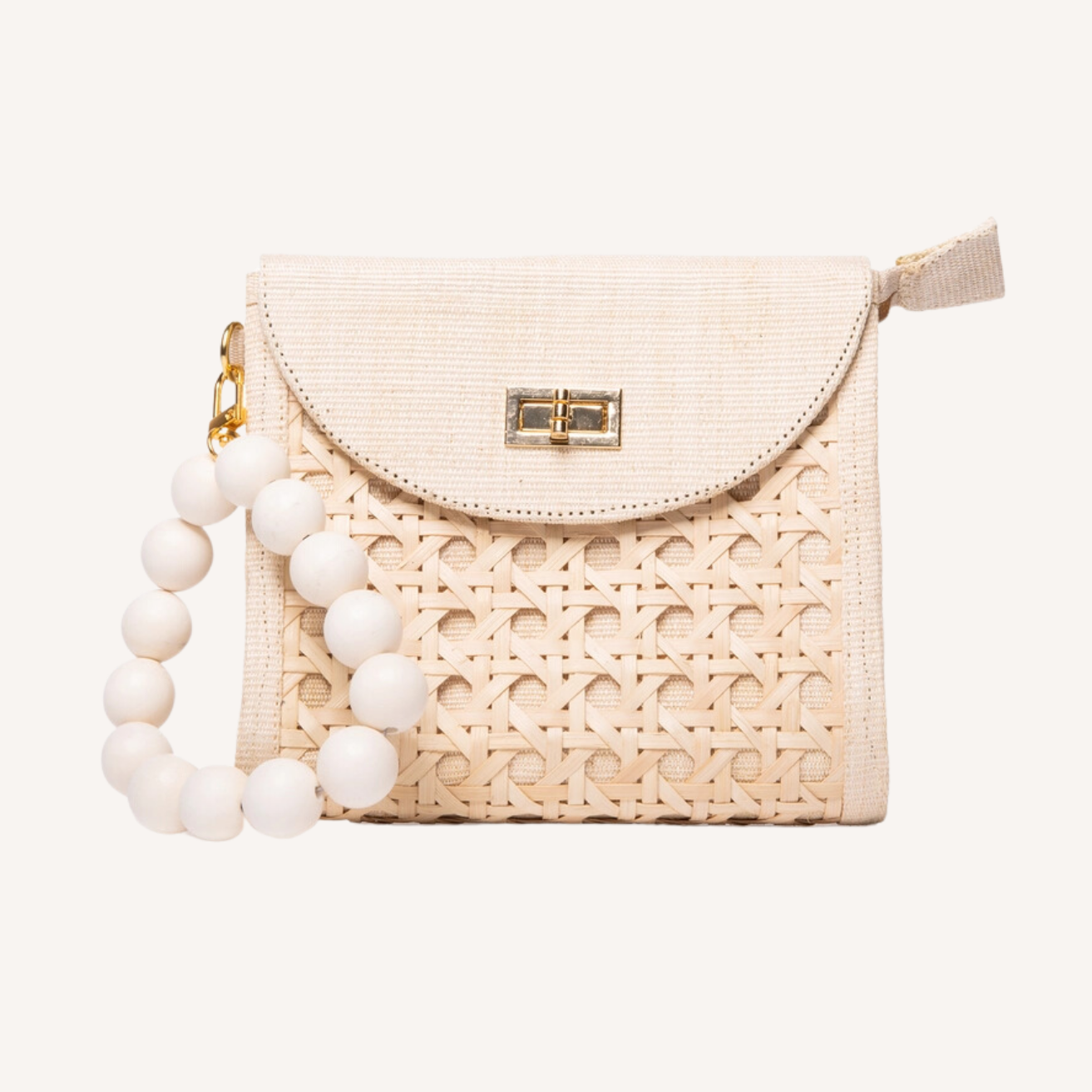 Cream Woven Rattan Artisan Made Purse