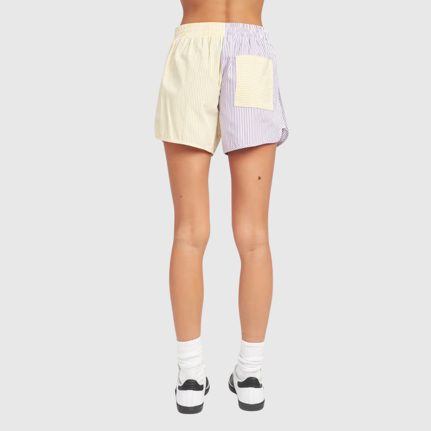 Color Block Short with Elastic Waistband