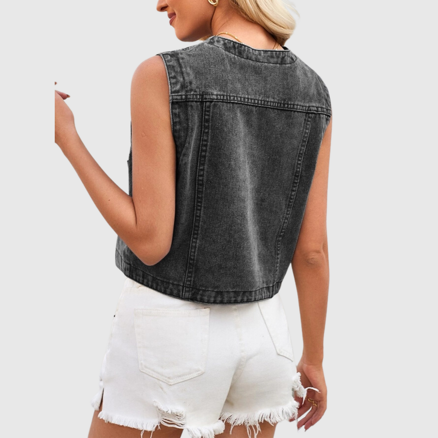 Vintage Washed V-neck Denim Vest