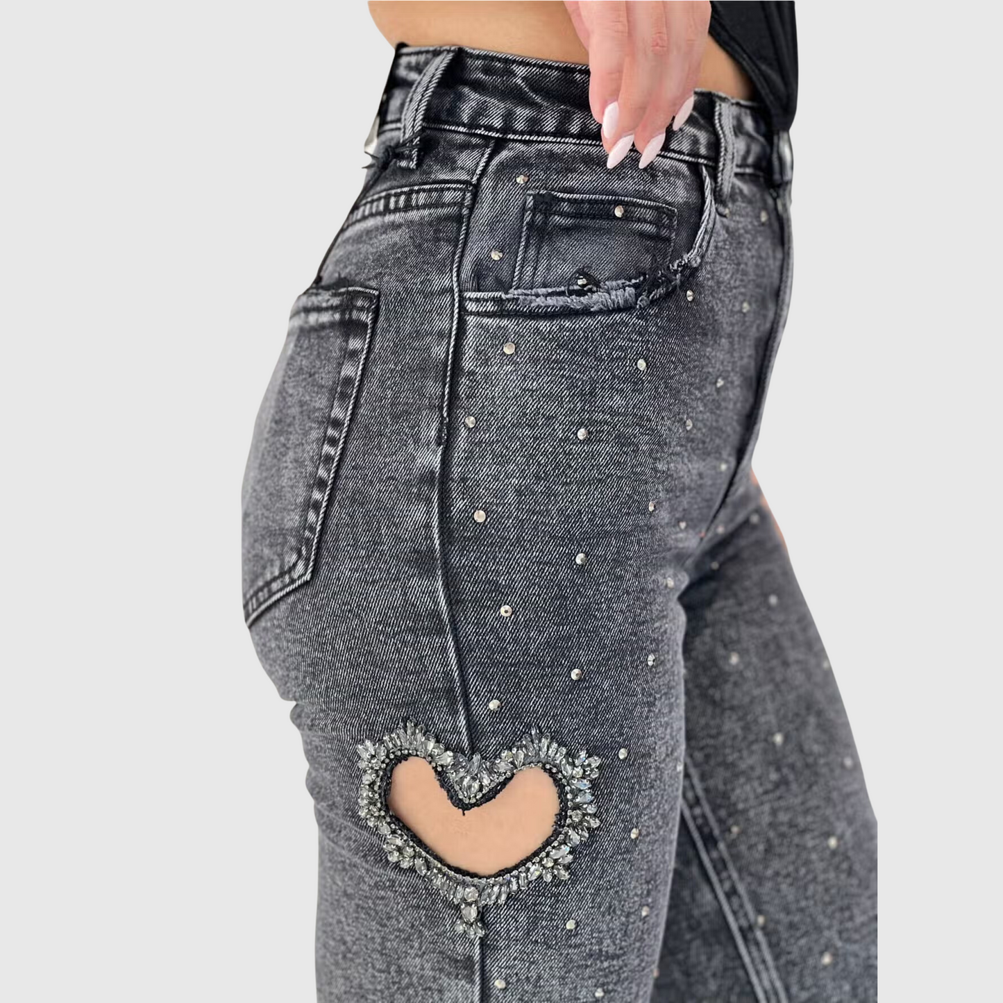 Heart Diamond Straight-Leg Jean