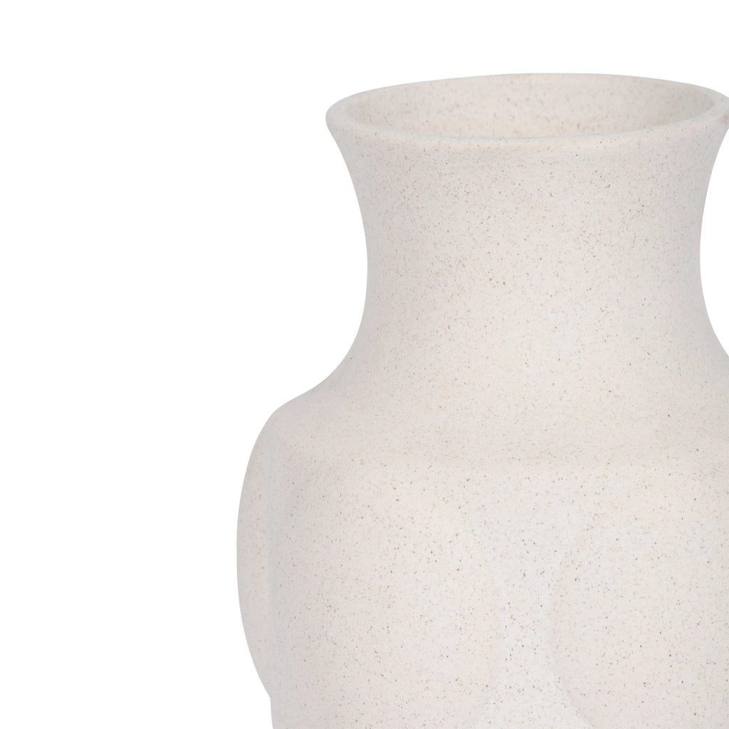 Decorative Vase - White Ceramic Dot Embossed Round, 11 in.