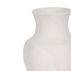 Decorative Vase - White Ceramic Dot Embossed Round, 11 in.