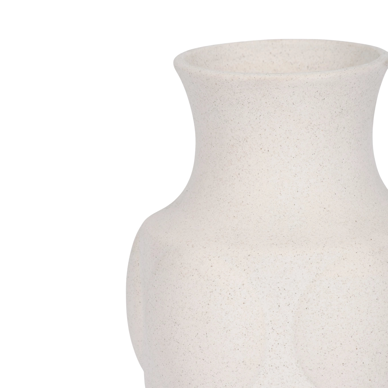 Decorative Vase - White Ceramic Dot Embossed Round, 11 in.